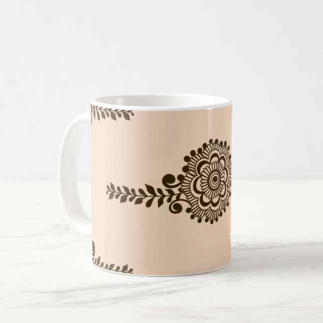 Taza De Café Brown Henna Tattoo - Motifs Brown Mehendi (Anverso izquierdo)