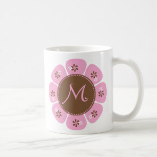 Taza De Café Brown y monograma rosado M