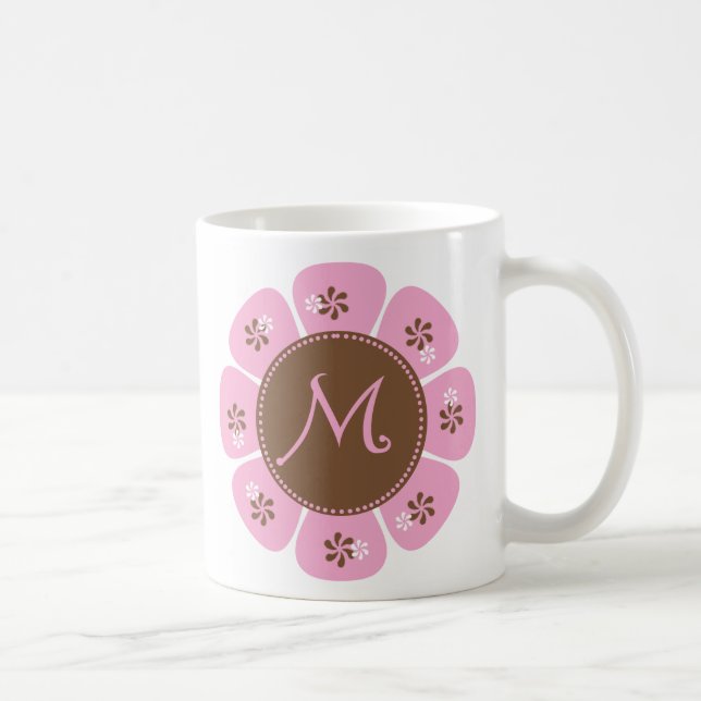 Taza De Café Brown y monograma rosado M (Derecha)