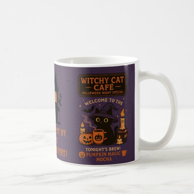 Taza De Café Bruche Cat Café Mug - Halloween Pumpkin Spell Rega (Derecha)