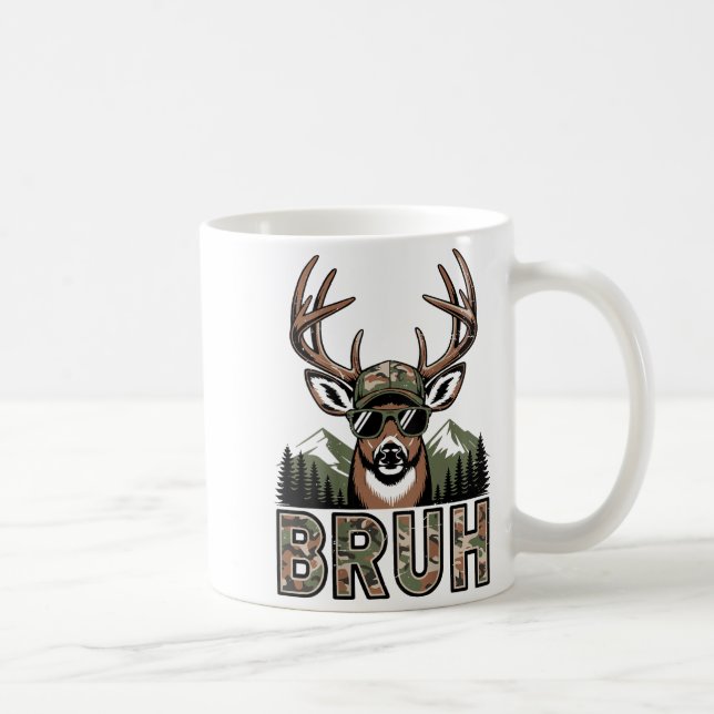Taza De Café Bruh Camo Deer Hunting Camouflage Elk Buck Funny Y (Derecha)