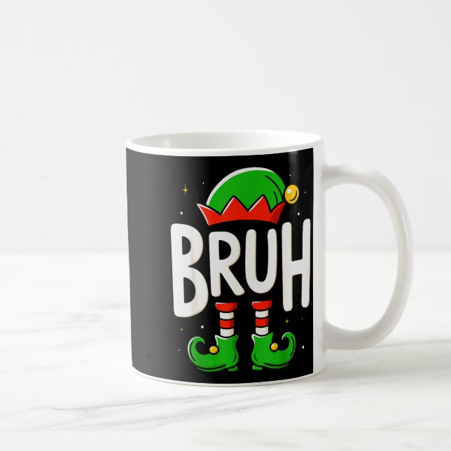 Taza De Café Bruh Christmas Elf Pajamas For Mens Kids Teen Boys (Derecha)