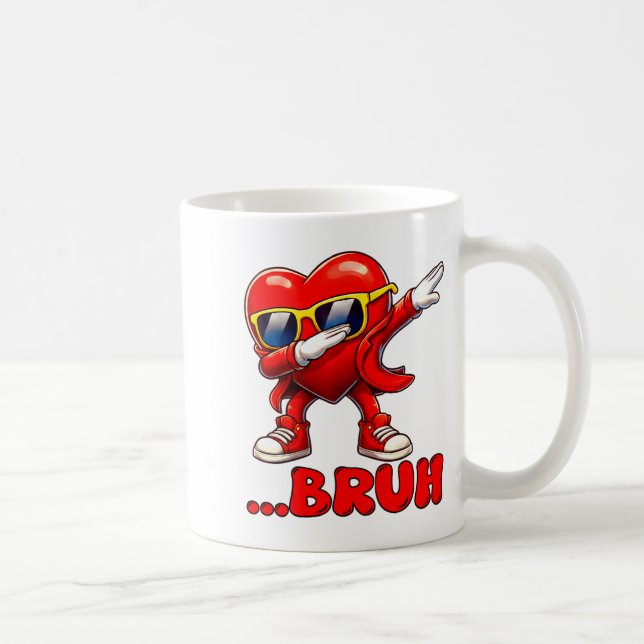 Taza De Café Bruh Dabbing Heart Funny Kids Boys Mens Valentine  (Derecha)