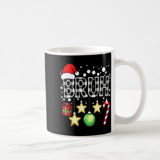 Taza De Café Bruh Funny Christmas Kids Buffalo Plaid Xmas  (Derecha)