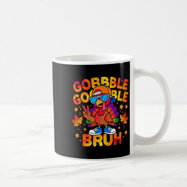 Taza De Café Bruh Funny Thanksgiving Turkey Gobble Outfit Boys  (Derecha)