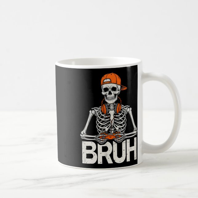 Taza De Café Bruh Gamer Skeleton Halloween Video Game Controlle (Derecha)