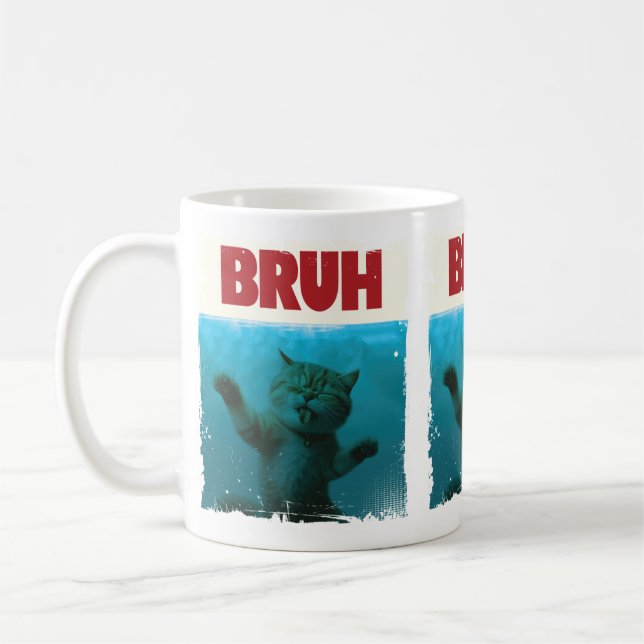 Taza De Café BRUH Gracioso gato Grumpy Gato Gato Gatito Gatito  (Izquierda)