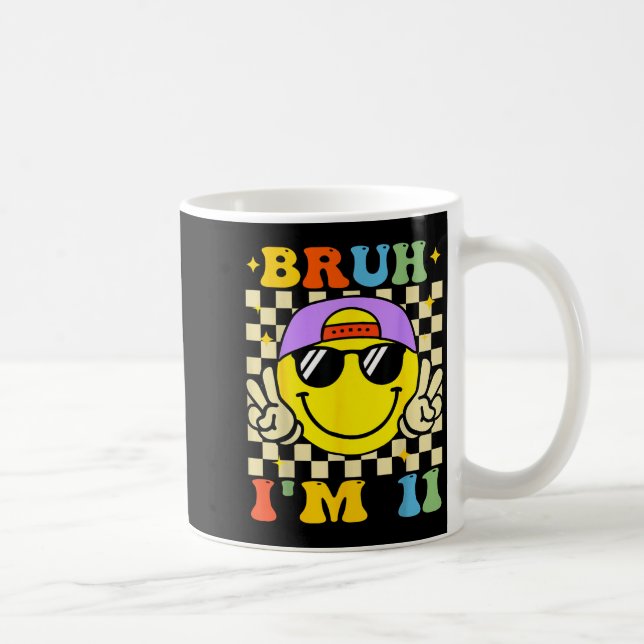 Taza De Café Bruh I'm 11 Years Old Purple Birthday Boys 11th Bi (Derecha)