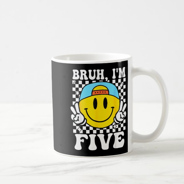 Taza De Café Bruh I'm Five 5 5th Birthday Groovy Boys Girls 5 Y (Derecha)