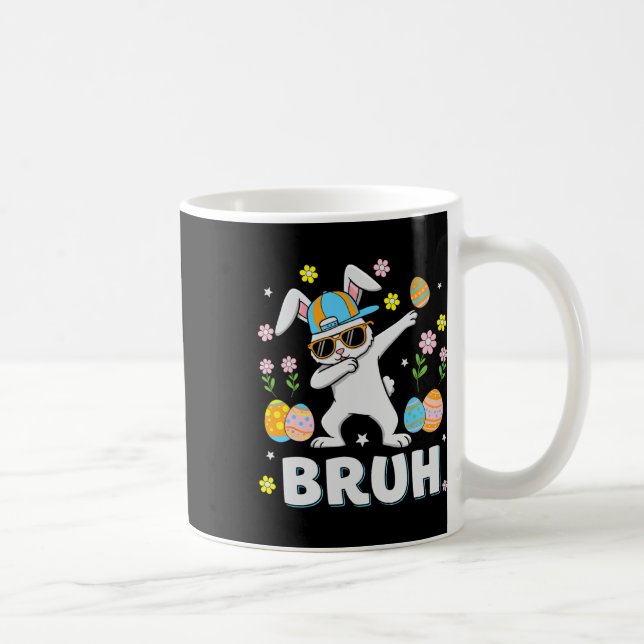 Taza De Café Bruh Meme Easter Day Gracioso Dabbing Bunny Eggys  (Derecha)