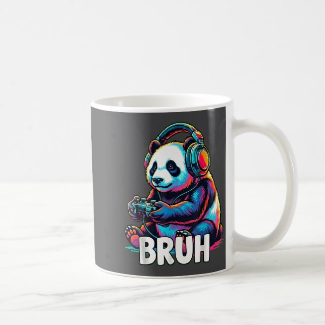 Taza De Café Bruh Panda Gamer With Headphones Controller  (Derecha)