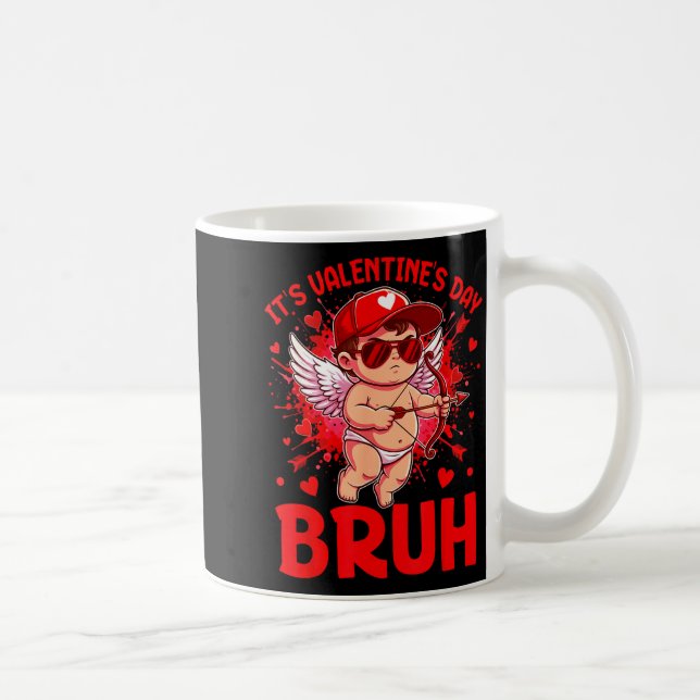 Taza De Café Bruh Valentines Day Boys Kids Funny Heart Valentin (Derecha)
