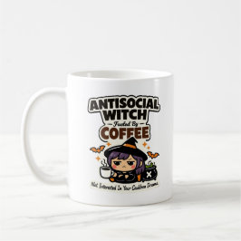 Taza De Café Bruja Antisocial Impulsada Por Café Halloween