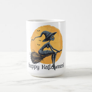 Taza De Café Bruja asustada volando en su cuarto