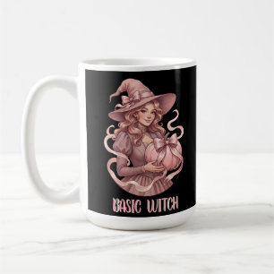 Taza De Café Bruja Básica Coqueta Calabaza Rosa Vintage