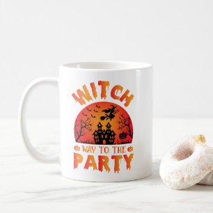 Taza De Café Bruja Camino a la Fiesta de Halloween