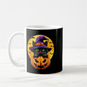 Taza De Café Bruja de gato negro Calabaza Murciélagos Halloween