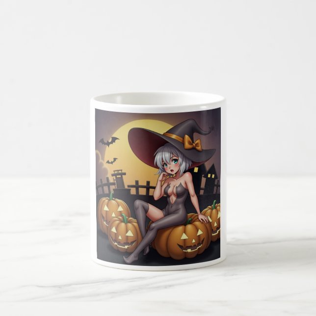 Taza De Café Bruja de Halloween con Ojo Verde en Jack-O-Lantern (Centro)