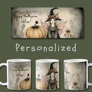 Taza De Café Bruja de Halloween de época vetusta personalizada,
