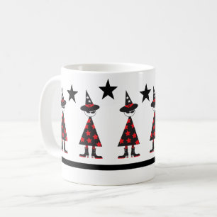Taza De Café Bruja de Halloween urbana patrón de estrella rojo