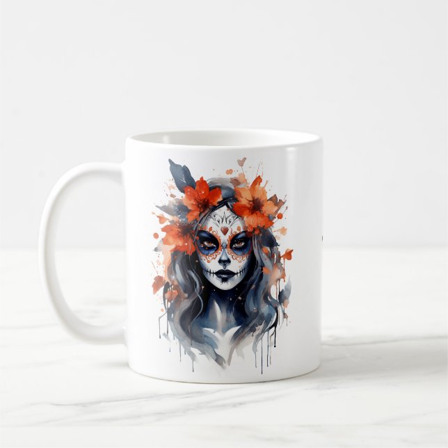 Taza De Café Bruja de mujer de Halloween, huella de agua (Izquierda)