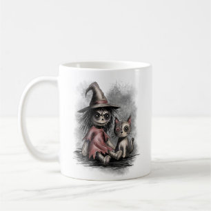 Taza De Café Bruja de trapo y gato