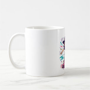 Taza De Café Bruja en patines retro arte de Halloween