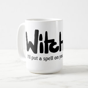 Taza De Café Bruja en tinta negra a mano que dice