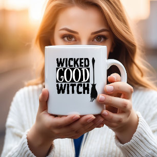 Taza De Café Bruja Escoba Divertida y Malvada Halloween