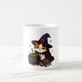 Taza De Café Bruja Gato Gruñón Halloween