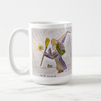 Taza De Café Bruja joven en un viaje