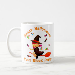Taza De Café Bruja linda volando en su habitación Halloween