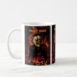 Taza De Café Bruja malvada con calabaza. Halloween