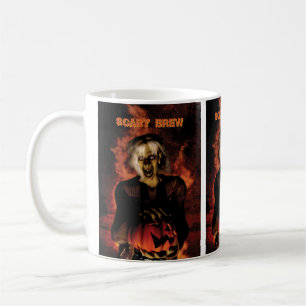 Taza De Café Bruja malvada con calabaza. Halloween