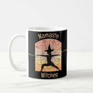 Taza De Café Bruja Namaste Brujas Halloween Yoga Naranja Negro