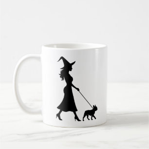 Taza De Café Bruja paseando Frenchie