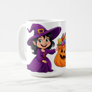 Taza De Café Bruja Pequeña Con Calabaza De Caramelo Truco O Tra
