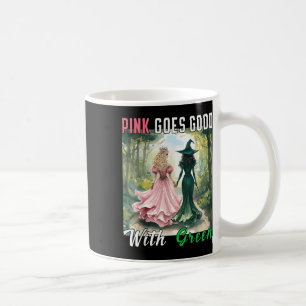 Taza De Café Bruja Rosa Va Bien Con Bruja De Halloween Verde Mu