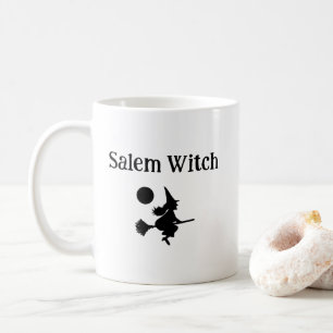 Taza De Café Bruja salem de Halloween en vuelo de baño