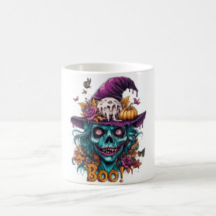 Taza De Café Bruja Skull Halloween Mug