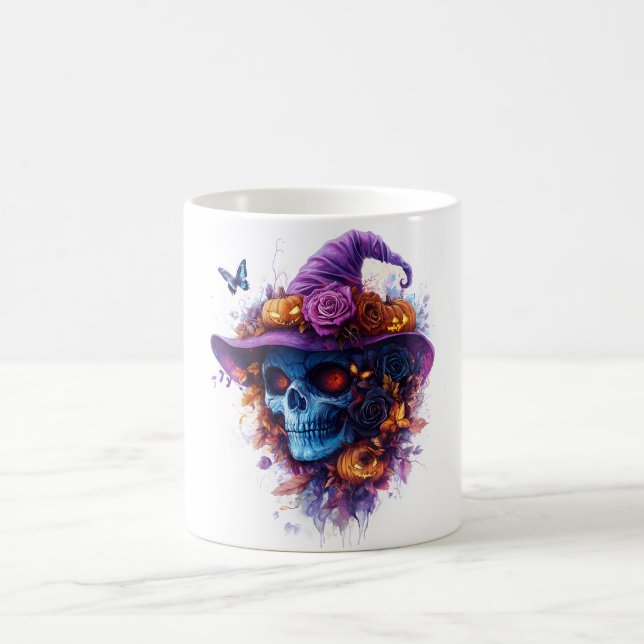 Taza De Café Bruja Skull Halloween Mug (Centro)