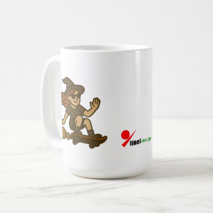 Taza De Café “Bruja sobre ruedas – estilo patineta de escoba