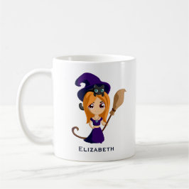 Taza De Café Bruja suave en Halloween Gorra morado
