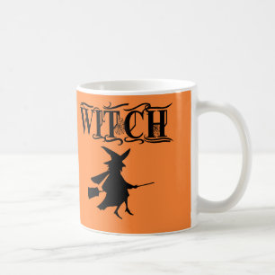 Taza De Café Bruja Voladora Malvada Naranja Halloween Brownie