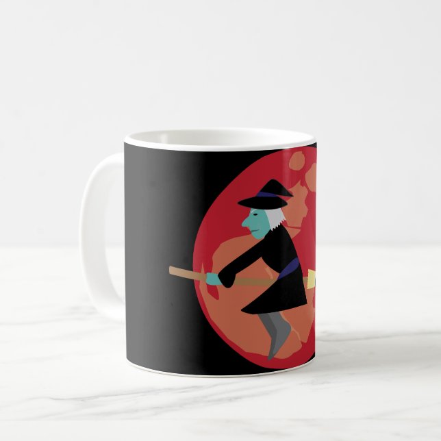Taza De Café Bruja volando de noche (Anverso izquierdo)