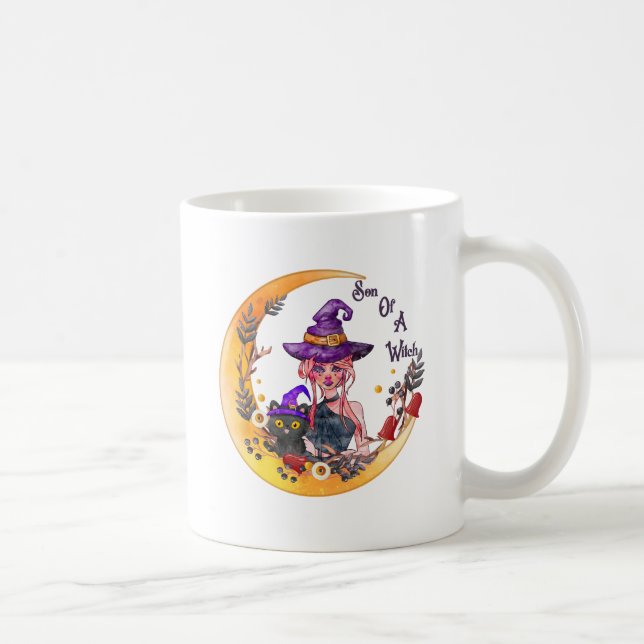Taza De Café Bruja y gato negro (Derecha)