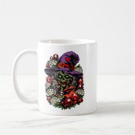 Taza De Café Bruja zombie de enero con gemas y flores