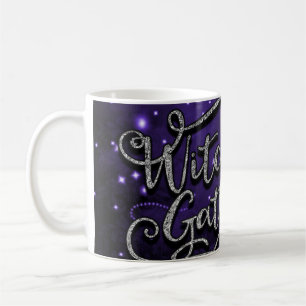 Taza De Café Brujas Reuniéndose Damask Púrpura y Negro Hallowee