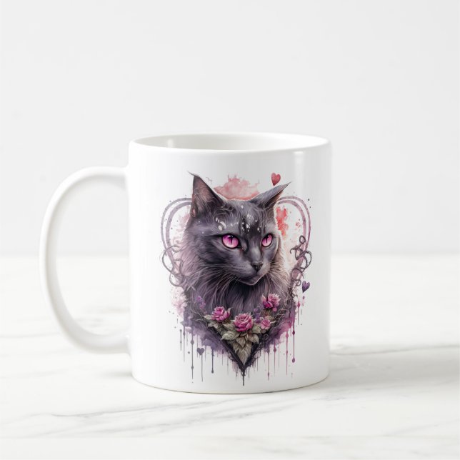 Taza De Café Brujito Gato Kitty Negro (Izquierda)