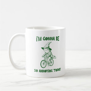 Taza De Café Brujo de Rana Divertida Montando una Bicicleta Cit